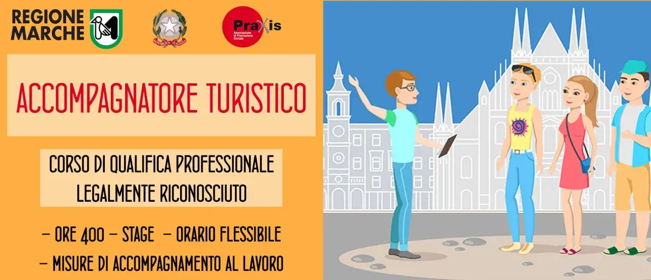 Corso di accompagnatore turistico: qualifica professionale legalmente riconosciuta, 400 ore, stage e orario flessibile.