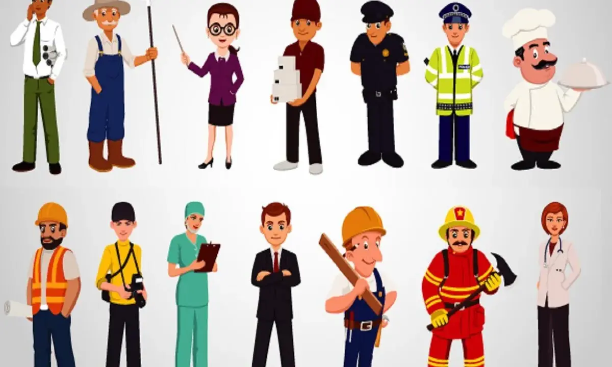 Vari professionisti: ingegnere, contadino, insegnante, fattorino, poliziotto, vigile, cuoco, operaio, fotografo, infermiera, uomo d'affari, carpentiere, pompiere, dottoressa. Lavori ben pagati che nessuno vuole fare?