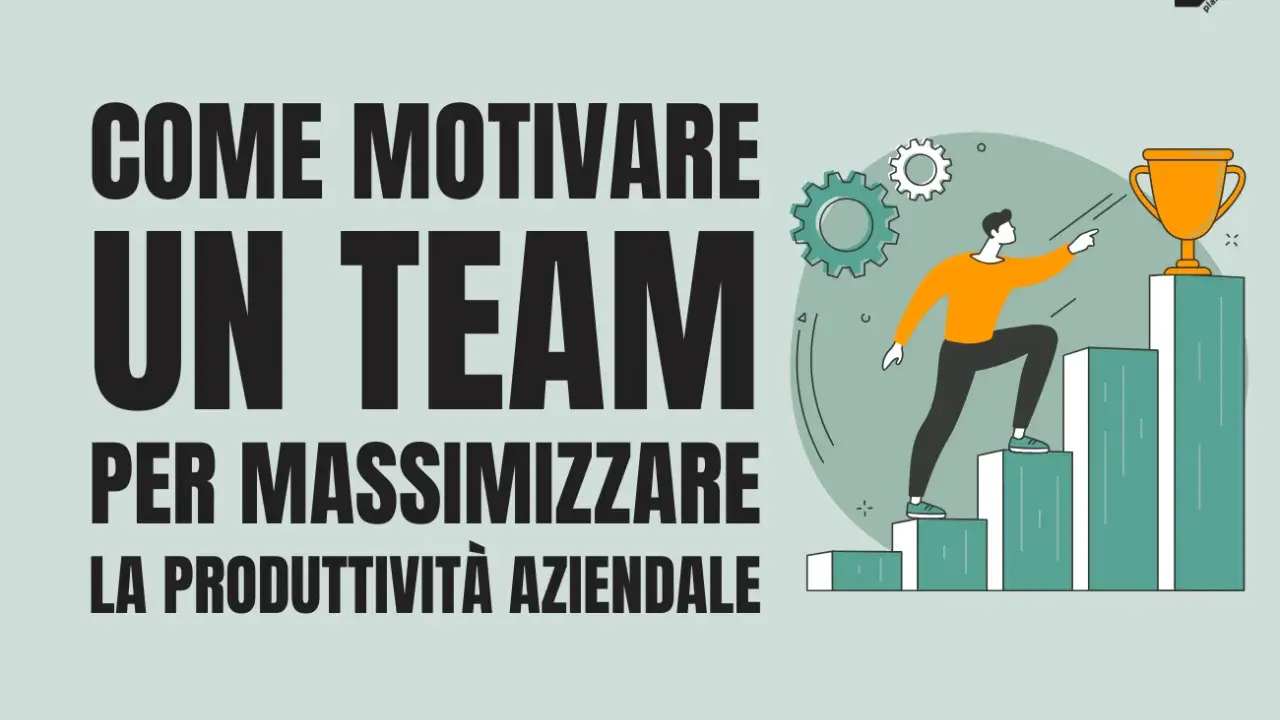Come motivare i dipendenti: un uomo sale una scala verso un trofeo, simboleggiando il successo e la produttività aziendale.