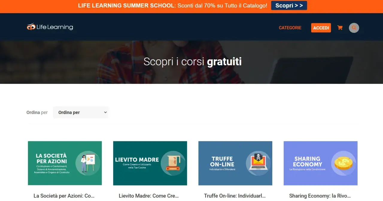 Scopri i **corsi gratuiti** di Life Learning: dalla Società per Azioni allo Sharing Economy, impara nuove competenze.