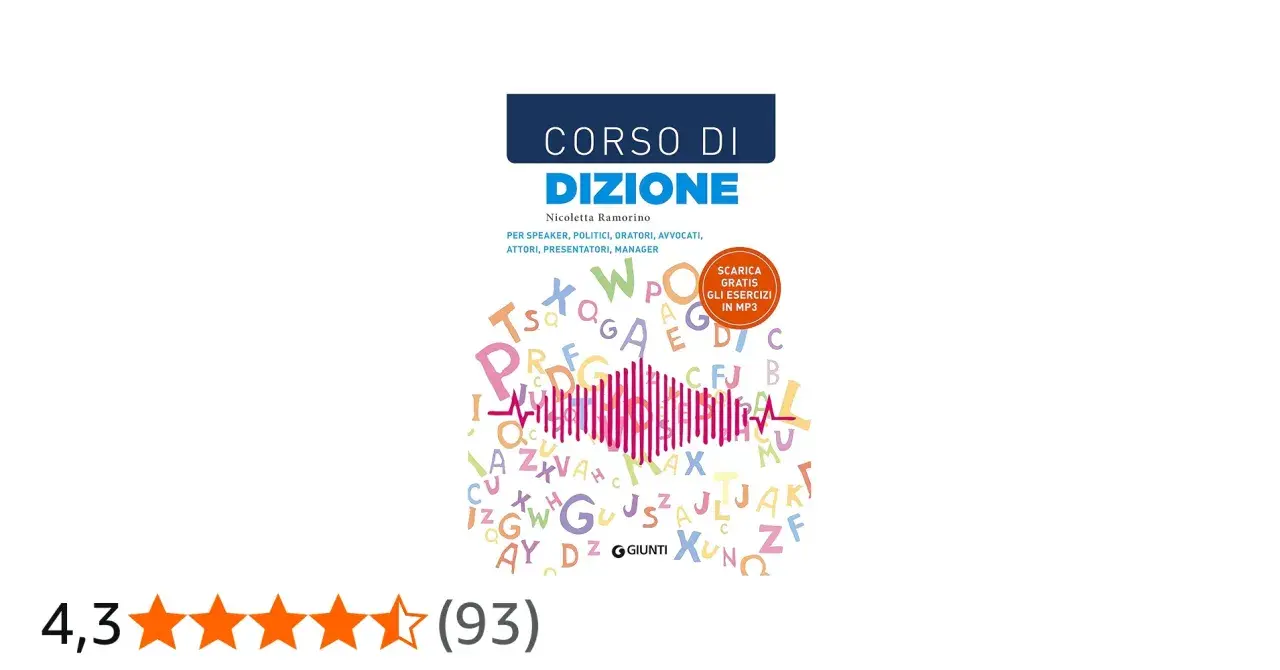 Copertina libro "Corso di Dizione" di Nicoletta Ramorino, con lettere colorate e un'onda sonora. Ideale per chi cerca un corso di dizione a Bari.