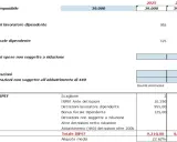 Calcolo IRPEF con reddito imponibile di 39.000. Include detrazioni lavoro dipendente, bonus fiscale e altre detrazioni.