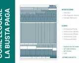 Schema di busta paga con intestazione e corpo dettagliato. Utile per capire la retribuzione, anche per lavoro notturno.