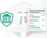 Calcolo del trattamento di fine servizio (TFS). Importo lordo €158.450,00, netto stimato €131.513,50.