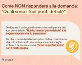 Evita risposte come "non ho punti deboli" o "sono un perfezionista" ai colloqui. Meglio essere onesti sui propri punti deboli.