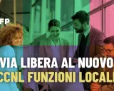 Il CCNL Funzioni Locali è stato rinnovato. Il sindacato CISL FP celebra il nuovo accordo con un'immagine di collaborazione tra professionisti.
