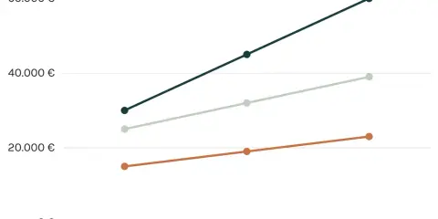 Grafico mostra l'andamento dello stipendio di un web designer: junior, medio e senior.
