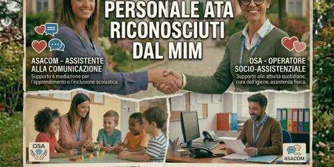Corsi gratuiti senza diploma per personale ATA, ASACOM e OSA. Formazione riconosciuta dal MIM per lavorare con bambini e anziani.