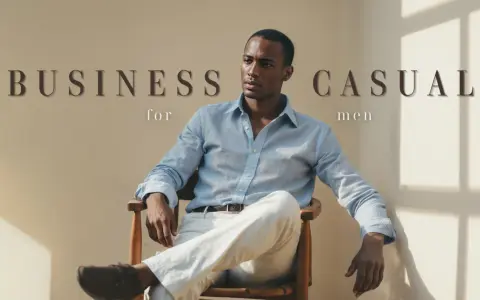 Uomo con camicia azzurra e pantaloni chiari, un look business casual impeccabile.