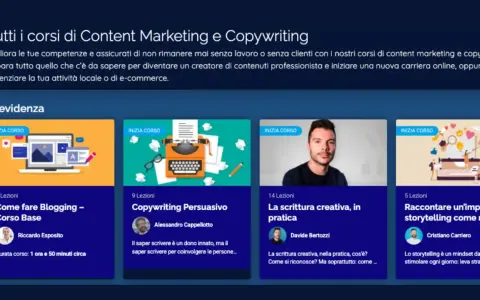 Scopri il **corso copywriting** gratis e migliora le tue abilità. Impara a creare contenuti efficaci per il web e a potenziare la tua attività online.