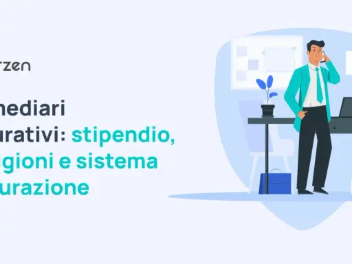 Intermediari assicurativi: stipendio, provvigioni e sistema di fatturazione. Un consulente assicurativo al telefono, con un laptop sulla scrivania.