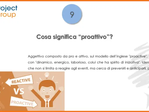Il **proattività significato** è essere dinamici e prendere l'iniziativa, anticipando gli eventi anziché reagire.