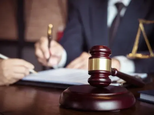 Martelletto da giudice e bilancia della giustizia, mentre si discute quanto guadagna un notaio.