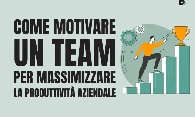Come motivare i dipendenti: un uomo sale una scala verso un trofeo, simboleggiando il successo e la produttività aziendale.