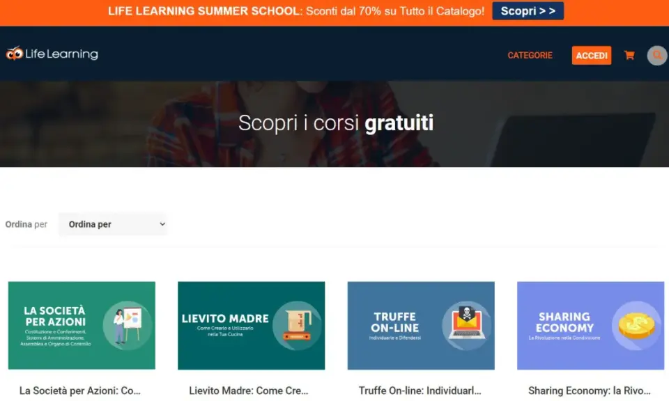 Scopri i **corsi gratuiti** di Life Learning: dalla Società per Azioni allo Sharing Economy, impara nuove competenze.