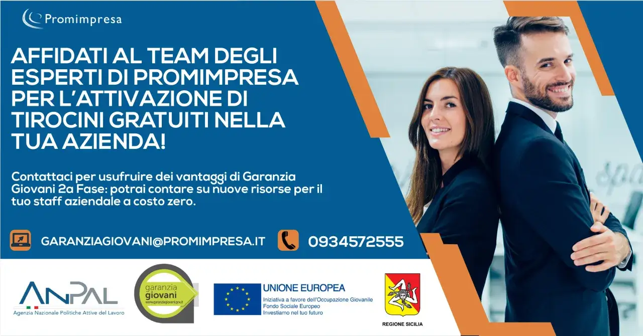 Promimpresa offre tirocini gratuiti con Garanzia Giovani 2a Fase. Contattaci per nuove risorse a costo zero per la tua azienda.