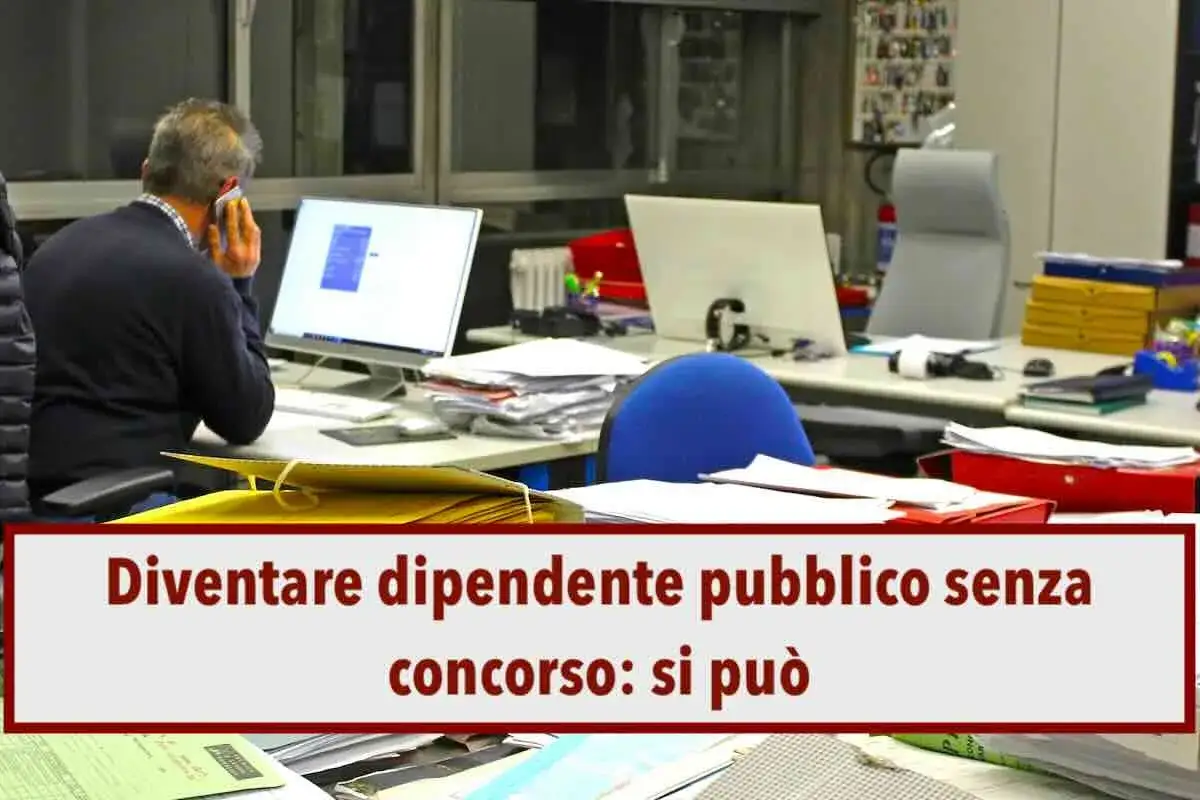 Uomo al telefono in ufficio, con la scritta 