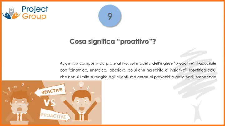 Il **proattività significato** è essere dinamici e prendere l'iniziativa, anticipando gli eventi anziché reagire.